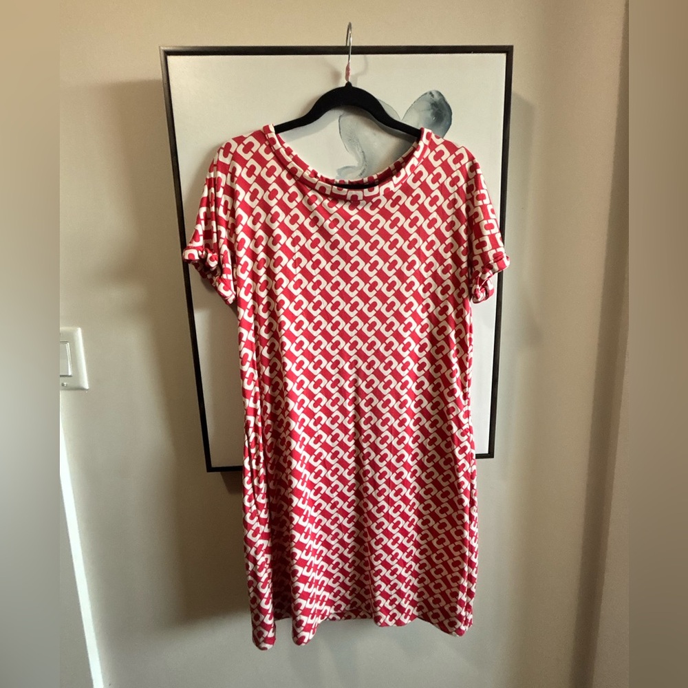 Diane Von Furstenberg Red and White Patterned Dress